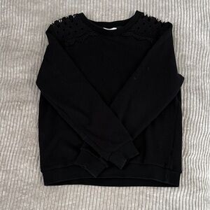 SUNCOO Black Sweater with Lace Accents
